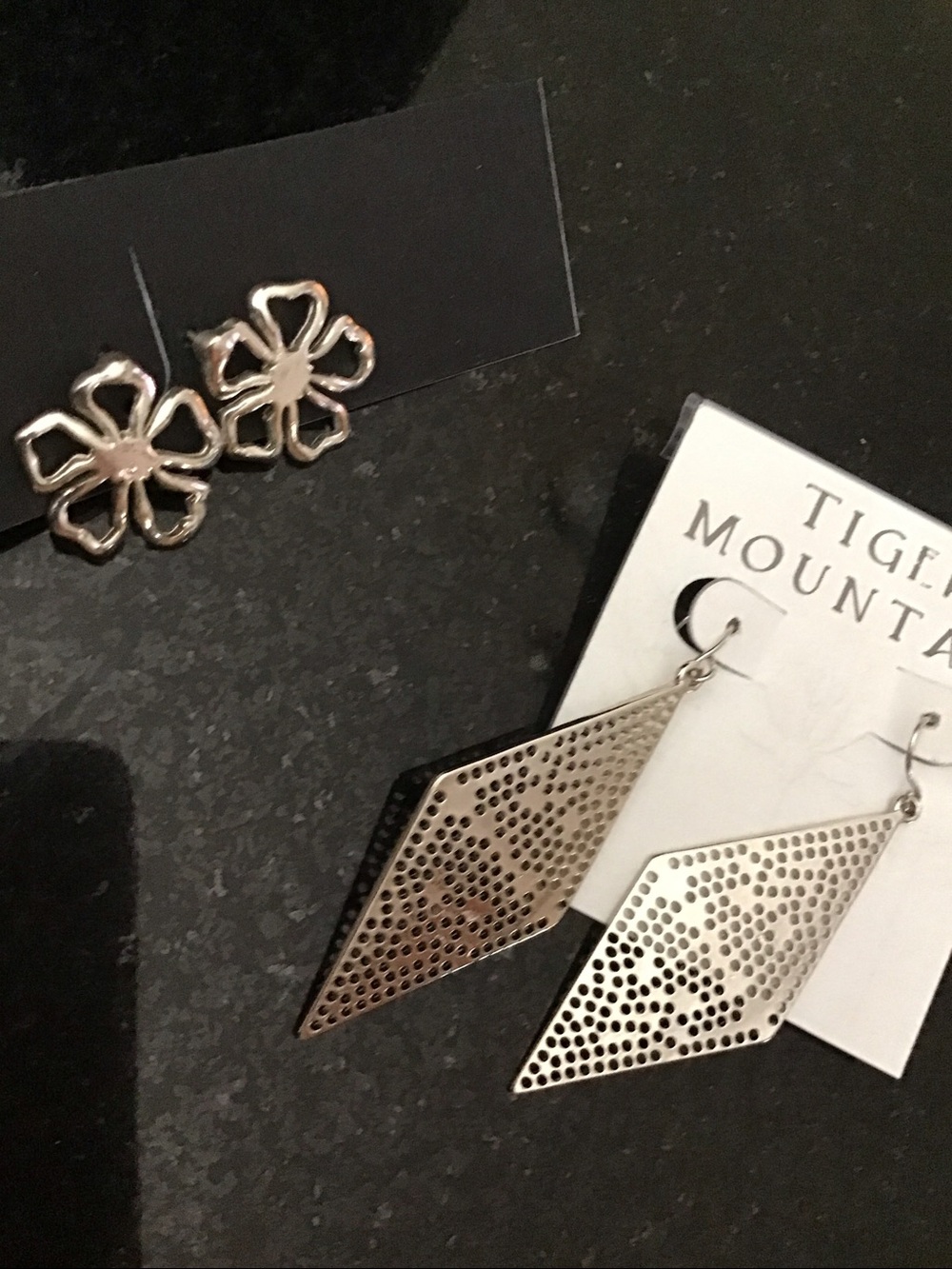 Two pairs, Silver tone Earrings
